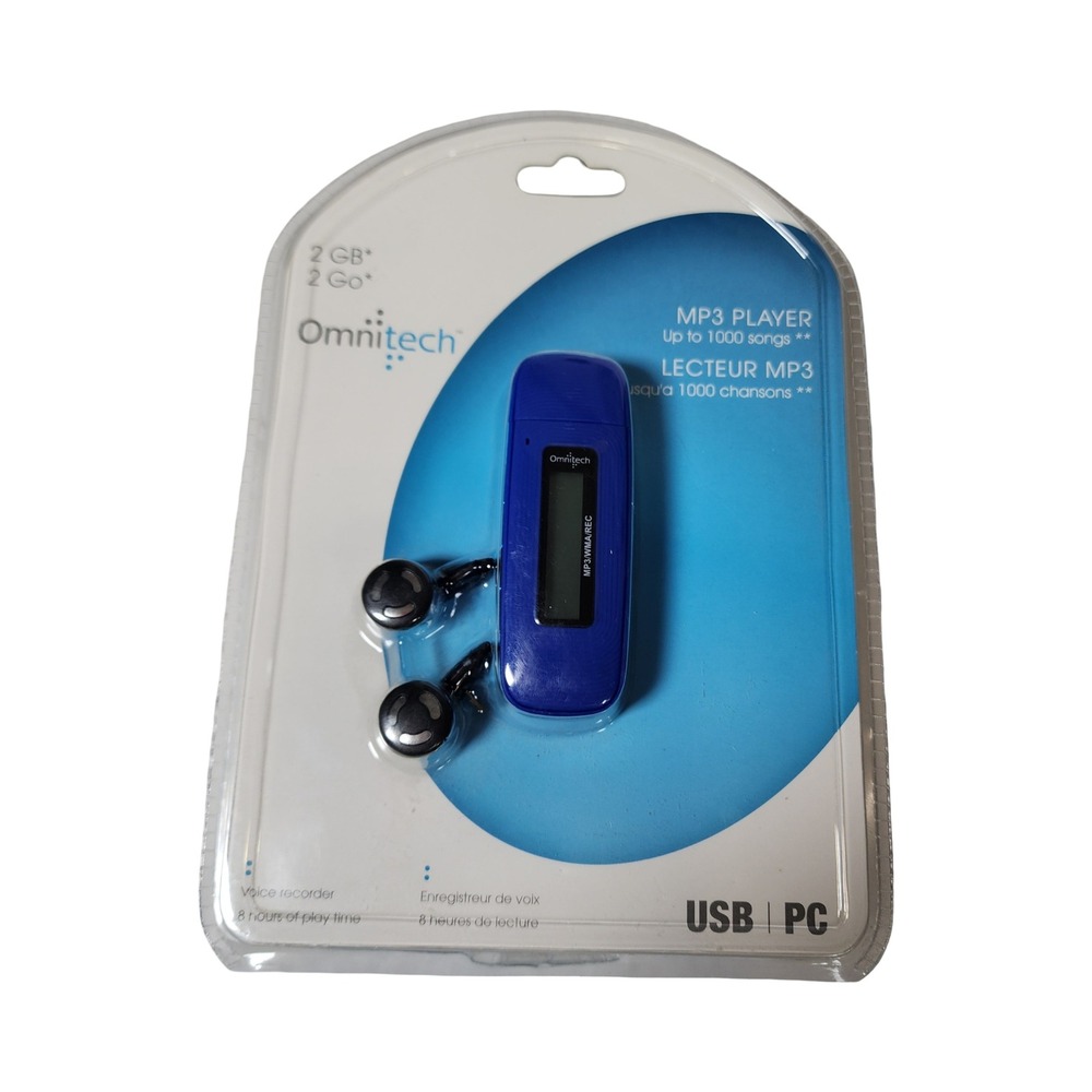 Omnitech 2GB MP3 Player Blue Voice Recorder USB PC 16737-US/CA/QL New NIB